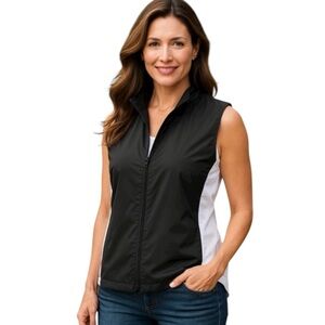 Vintage FootJoy Full Zip Weather Resistant Golf Vest Women’s Size XL Black White